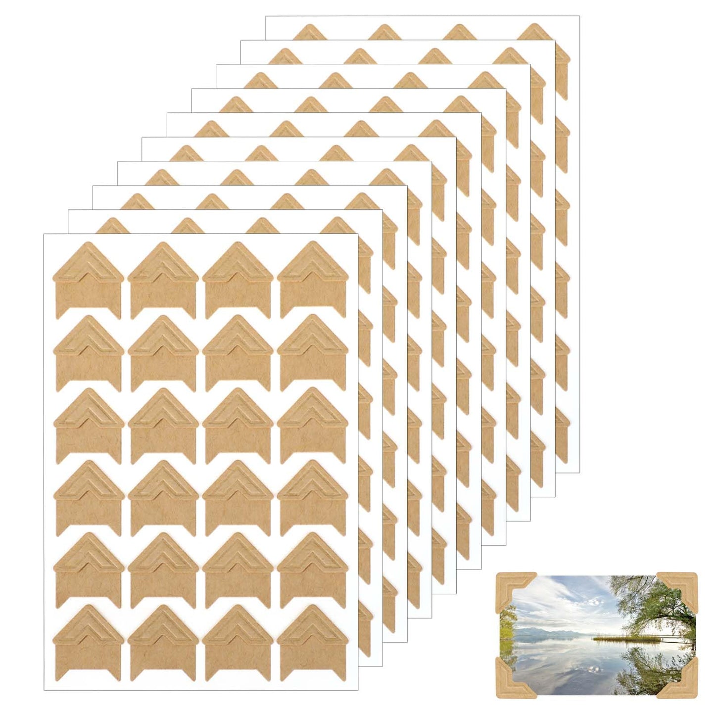 Giantree 240Pcs Photo Corners, Self-Adhesive Photo Corner Stickers for Scrap Book, White Kraft Paper Photo Corners Picture Mounting Corners Self Adhesive for Albums Pictures DIY Craft Scrapbook(Brown)