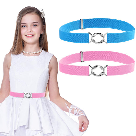 Amaxiu Stretch Belts 2Pcs(Pink+Blue)