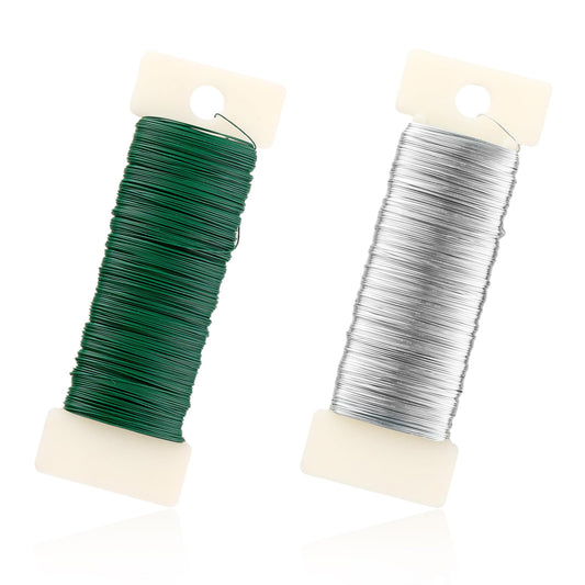 Jeffdad 0.35mm Iron Craft Wire for Jewelry, 2 Rolls of 50m Green + Silver (Polished)