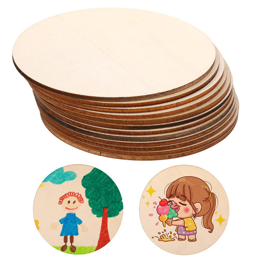 Bewudy 6 Pieces of Wood Circles for Crafts, 4 Inch Unfinished Wood Circles Discs, Wooden Ornaments for Crafts for DIY Crafts Door Hanger Sign Wood Buring Painting Christmas Decorate (12Pcs,10CM/4IN)