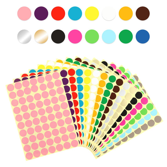 Amaxiu 1120Pcs 3/4 Inch Colored Dot Stickers, Coding Labels Circle Dot 16 Color Code Dots Round Adhesive Dots Sticker for Office Classroom Kids(Large)