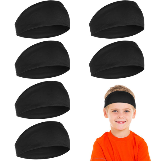 AOZUO 6 Pcs Sports Headbands for Boys, Athletic Sweatbands Football Headbands Sweat Absorbing Elastic Hairbands Sports Hairbands for Soccer Baseball Basketball Yoga Jogging Men and Women