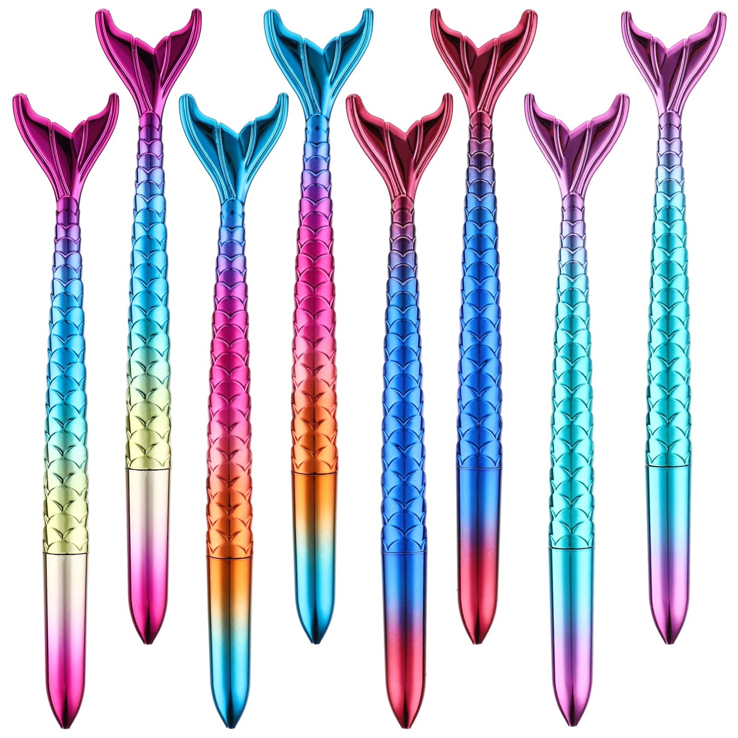 8 Pcs Fishtail Pens, Fish Tail Styling Ballpoint Pens Creative Writing Pen Color Fish Tail 0.5mm Black Ink Gel Pens for Birthday Children Gift Office School Stationery Supplies