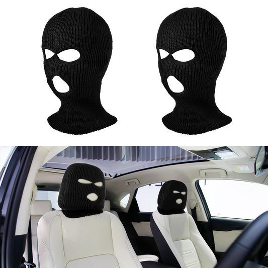 JIEYAO 2Pcs Funny Car Headrest Cover, Personalized Car Seat Face Mask, Funny Hat for Car Seat Headcover Spoof Face Car Seat Head Rest Cover Protector Breathable Headrest Cover for Most Cars(Black)