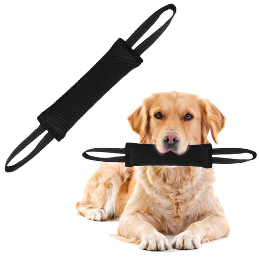 Amaxiu Dog Tug Toy, Training Bite Pillow with 2 Handles Tough Durable Nylon Pull Toys for Small to Medium Dog Puppy Interactive Playing Fetch Puppy Training Equipment, 11.8" x 3.3"(Black)