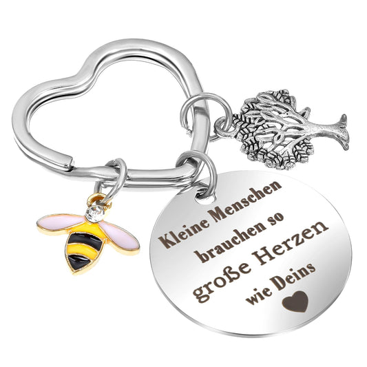 AOZUO Farewell Gifts Educator, Thank You Keychain, Teacher Gift, Stainless Steel Keychain, Teacher Gift for Teacher, Farewell Gift Educator, silver