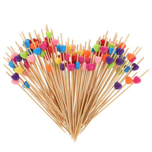 Giantree Cocktail Picks for Food, 200 Pcs Cocktail Picks for Drinks Toothpicks for Appetizers Handmade Bamboo Skewers Disposable Cocktail Sticks Heart Cocktail Toothpicks Party Supplies(200Pcs)