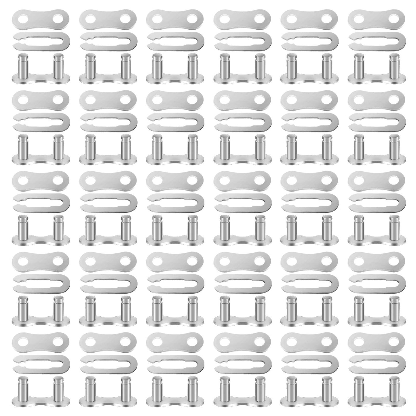 AOZUO 30 Set Bike Chain Master Link, Single Speed Bicycle Missing Link Bike Chain Link Connectors Repair Parts for Mountain Bike BMX Bike Motorcycles (Silver)