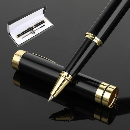 Andibro 0.5mm Luxury Ballpoint Pen, Metal Journal Pen, Professional Pen With Gift Box Heavy Duty Pretty Pens Nice Pen with 1 Refill for Men Women Smooth Writing Rollerball Pen Office Pen(Black)
