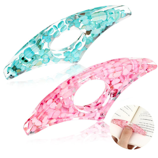 Molain 2Pcs Dried Flower Book Holder, Book Page Holder for Reading Handmade Thumb Book Page Holder Reading Accessories Ring Book Opener Floral Bookmark for Teachers Book Lovers (Green+Pink)