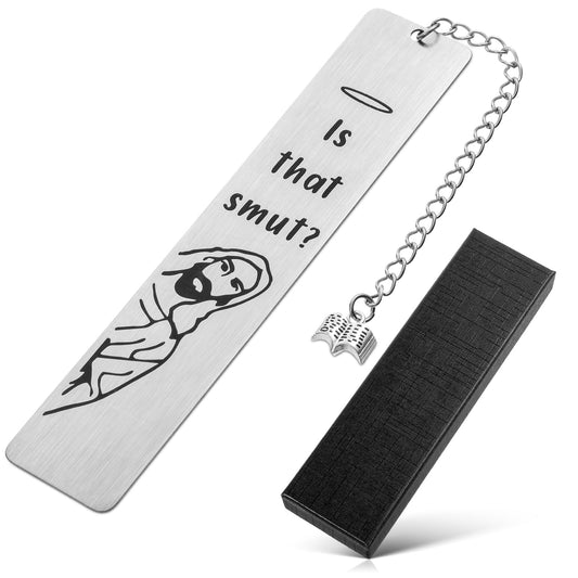 AOZUO Stainless Steel and Metal Bookmark, Funny Jesus Pattern Double Scale Bookmark for Book Lovers, Teachers, Students, Birthday Gifts with Pendant, Gift Box(Silver)