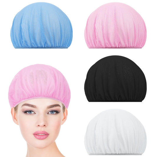 Jeffdad 4pcs Mesh Sleep Bonnets Women Sleeping Hair Nets Women Night Mesh Bonnet for Curly Frizzy Hair Protection Women Sleep Cap (Four Colors)