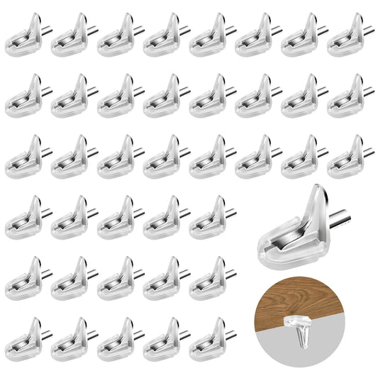 Giantree 40 Pcs 3mm Shelf Support Peg, Support Cabinet Shelf Pins Glass Shelf Supports Peg Transparent Rubber Replacement Peg Shelf Holder Locking Pins for Bookshelf Wardrobe Bookcase Glass Showcas