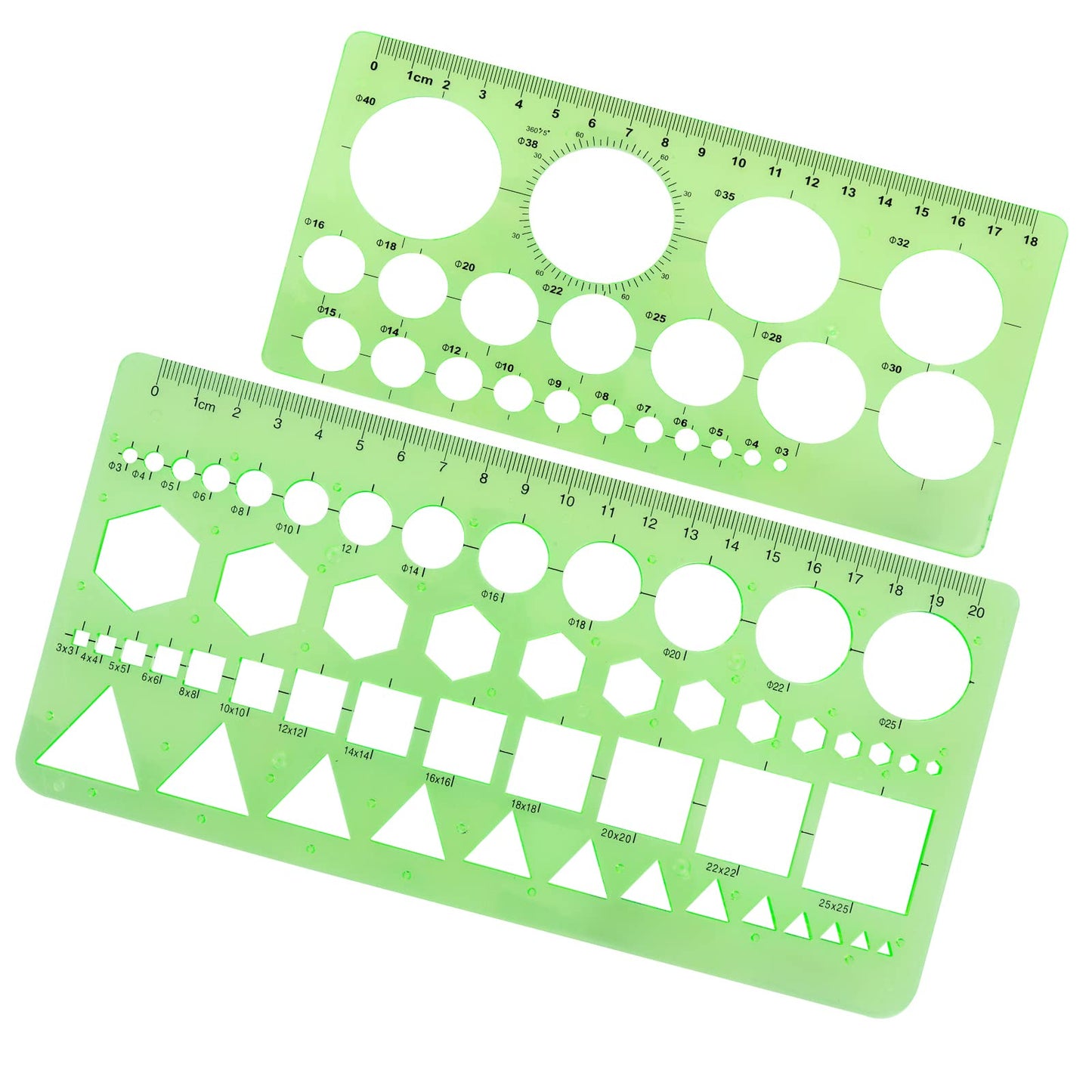 Giantree Circle Templates Measuring Ruler, 2Pcs Circle Stencil Geometry Ruler Geometric Drawing Stencil Ruler Digital Drawing Set for Office and School Construction Formwork Drawings Templates