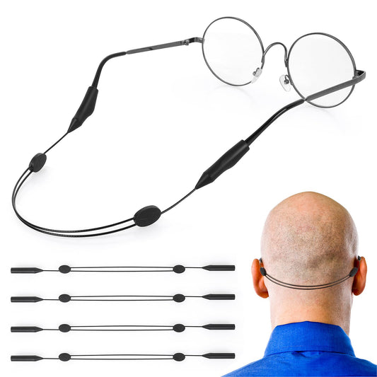 Amaxiu No Tail Adjustable Eyewear Retainer, 4 Pcs Anti Slip Eyeglasses Straps Sunglass Strap Sports Glasses Holder Eye Glasses Retainer for Women Men
