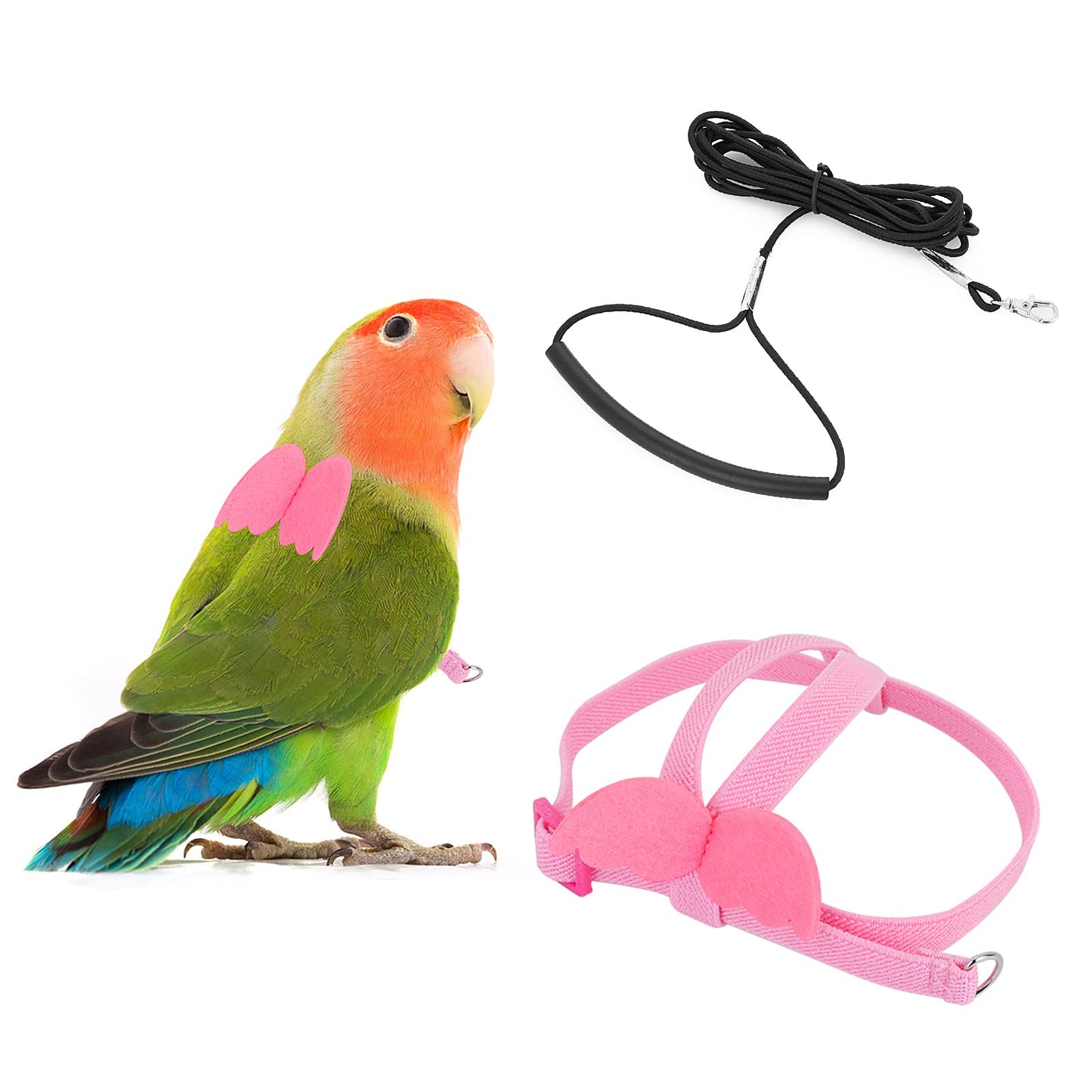 cobee Parrot Bird Harness and Leash, Adjustable Parrot Flying Training Rope for Parrots Bird Nylon Rope Bird Harness and Leash Kit Outdoor Harness Flying Anti-bite Training Rope(Pink)