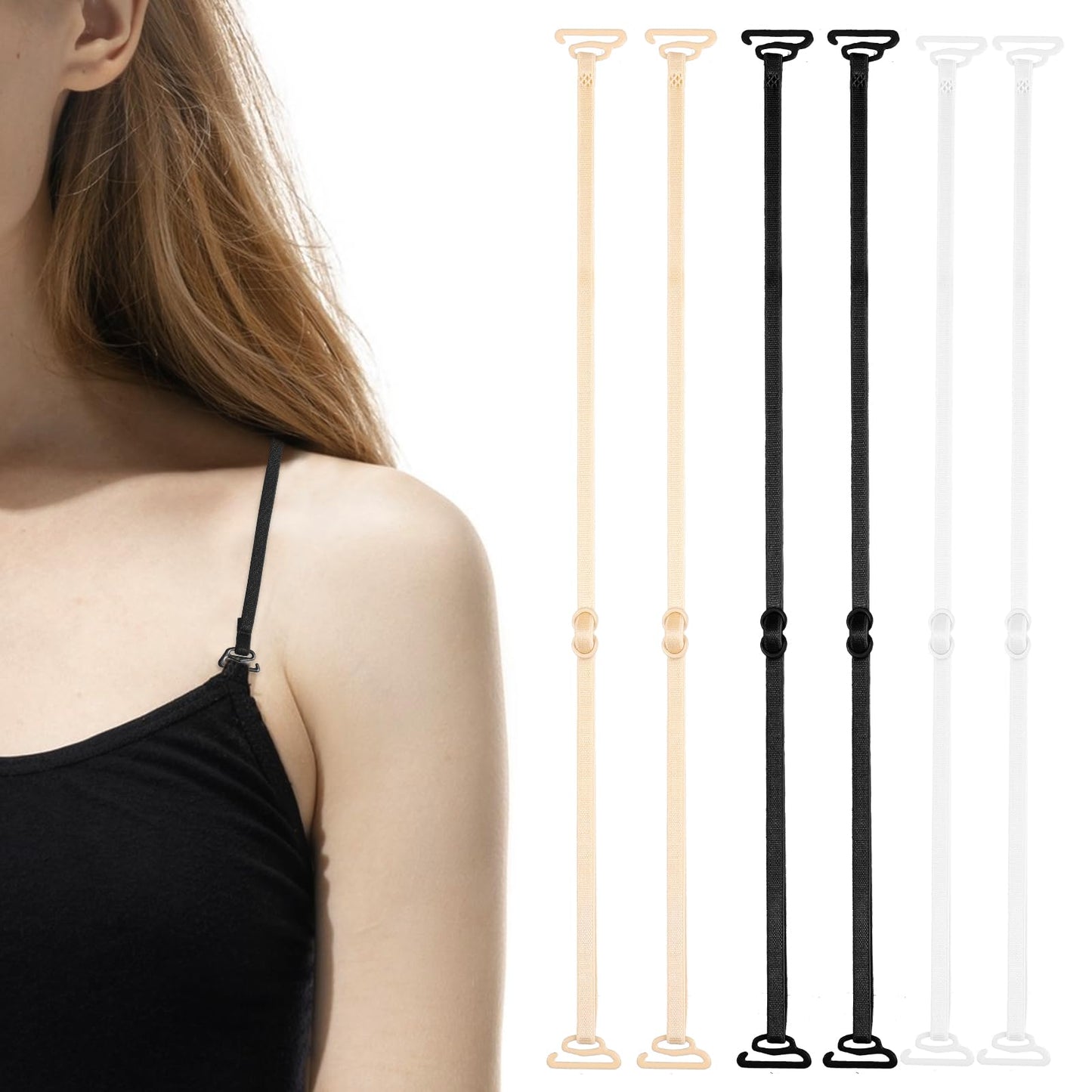 Molain 3 Pairs Bra Strap Replacement, Adjustable Bra Shoulder Straps Elastic Removable 5mm Width Convertible Bra Straps Women's Bra Straps Lingerie Straps Dress Straps for Strapless Dress, 3 Colors