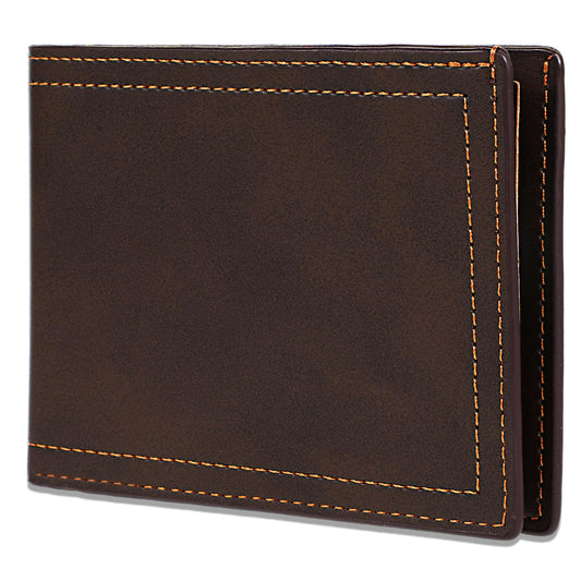 Amaxiu Men PU Leather Wallet, Men’s Money Wallet with 6 Credit Cards Slots 2 Cash Pockets Coin Pocket Slim Bifold Wallet(Dark Brown)