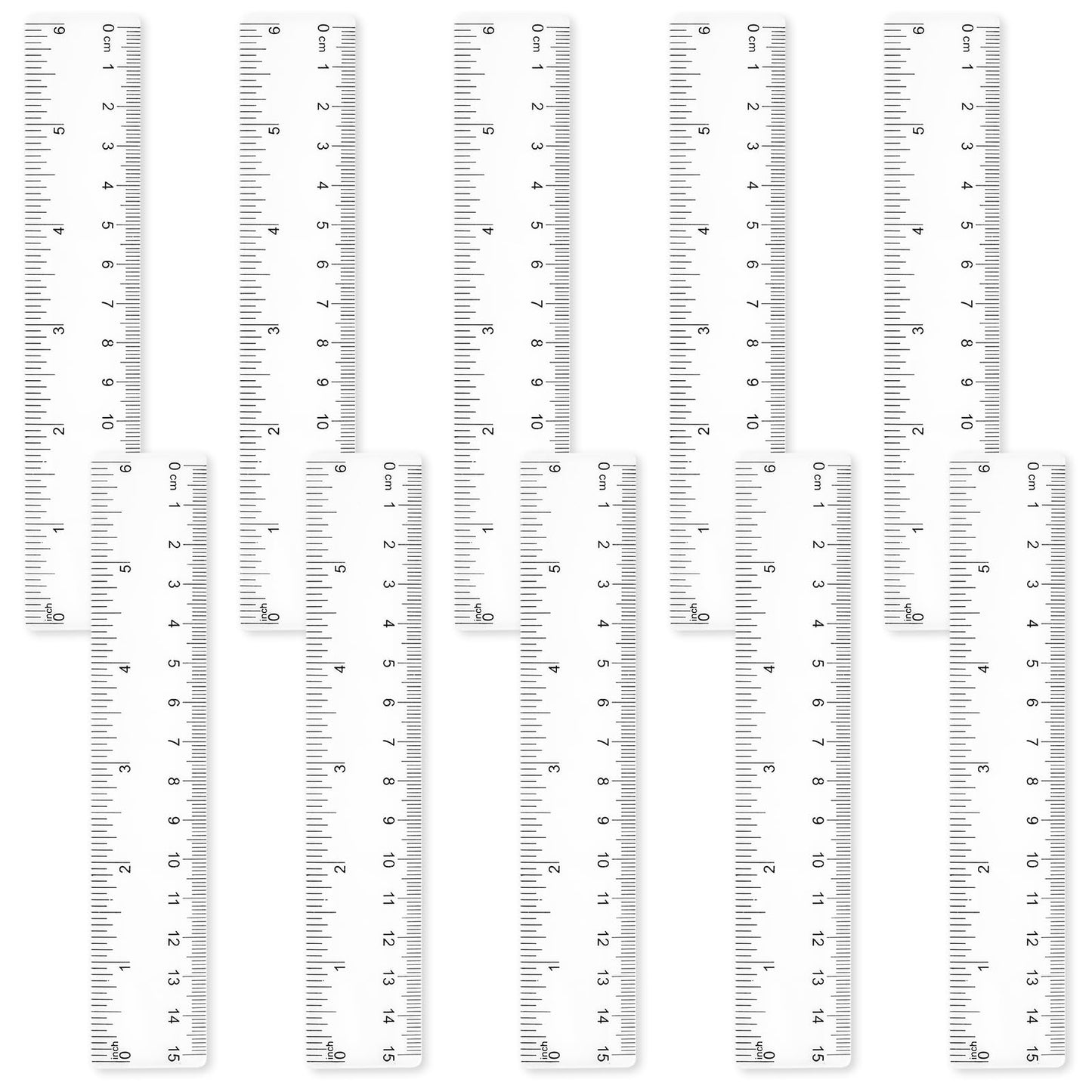 cobee Plastic Clear Rulers, 10 Pcs 6 Inch Transparent Straight Ruler with Inches/Centimeters Mini Shatterproof Rulers Measuring Tool for Kids Students School Classroom Office Supplies