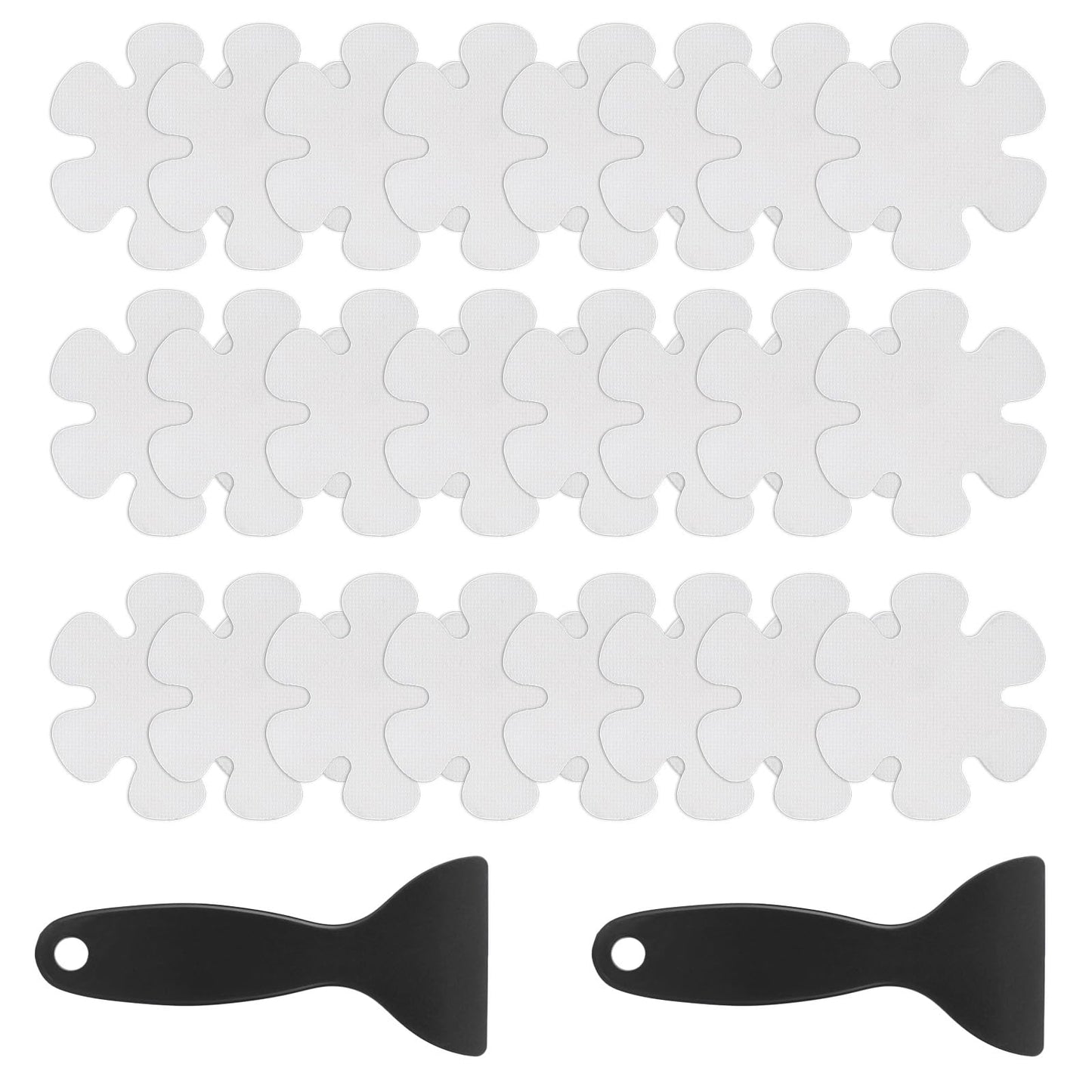 Bewudy 24 Pcs Non-Slip Bathtub Stickers, Safety Bathroom Tubs Showers Treads Adhesive Decals with Scraper, Anti Slip Shower Stickers for Bath Tub Shower Floor Stairs Ladders