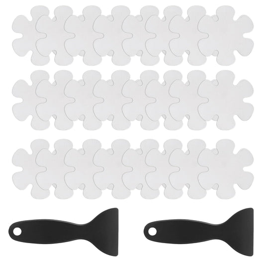 Bewudy 24 Pcs Non-Slip Bathtub Stickers, Safety Bathroom Tubs Showers Treads Adhesive Decals with Scraper, Anti Slip Shower Stickers for Bath Tub Shower Floor Stairs Ladders
