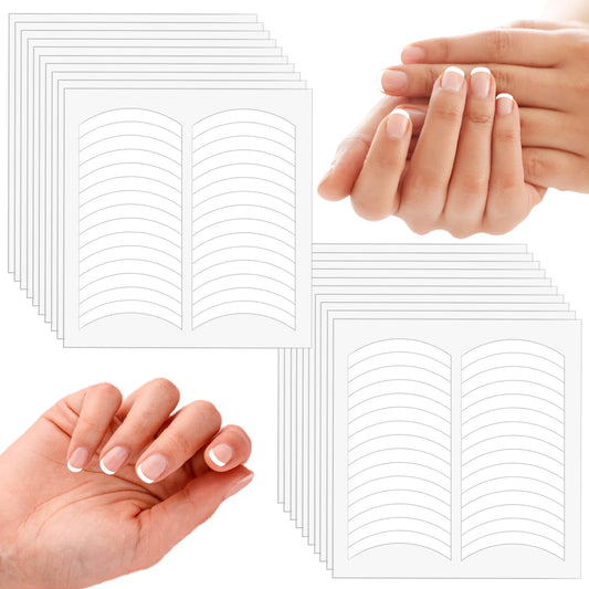 Giantree 80 Sheets French Manicure Nail Stickers, French Nail Tips Guides Self-Adhesive French Nail Sticker Tips White Half Moon Shaped Nail Line Guide Decals for DIY Decoration Stencil Tool(2400Pcs)