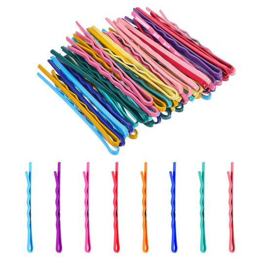 AOZUO Pack of 50 Colour Hair Pins, Small, 5.5 cm Hair Pins, Colourful Bobby Pins, Wavy Hair Pin, Straight Hair Clip, Women's Metal Hair Clips, Hair Clips, Accessories for Women, Girls, Children