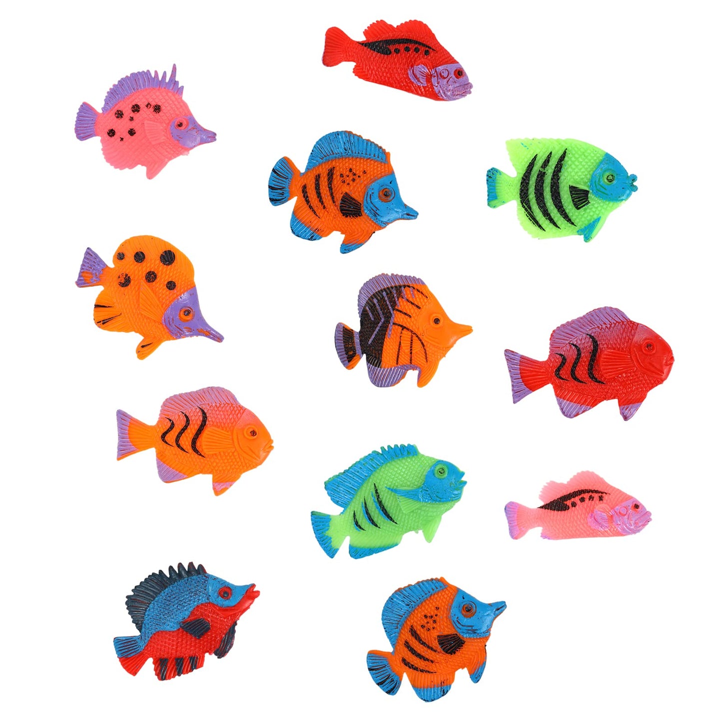 cobee Plastic Fish Playset, 12 Pieces Tropical Fish Toys Ocean Animal Toys Party Favors Fish Figures for Boys, Girls, Kids