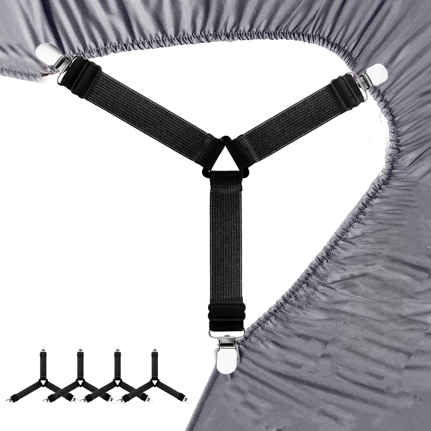 JJUNW 4Pcs Sheet Straps with Metal Clips