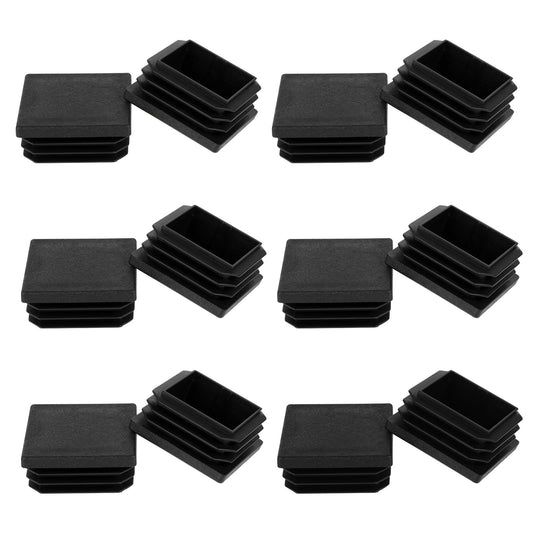 Andibro Pack of 12 Square End Caps, Lamellar Plugs, 40 x 40 mm, Black Plastic Plugs for Square Pipes, Pipe Plugs, Plastic Foot Caps for Metal Products, Chair Legs, Shelves
