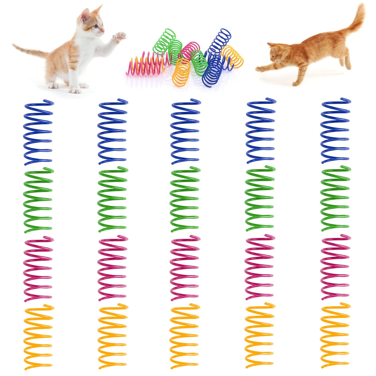 TIESOME 20pcs Cat Colorful Springs Toys, Petnice Cat Creative Toys for Kittens, Cat Interactive Toys to Kill Time and Keep Fit Plastic Spiral Spring for Chewing Swatting Biting Hunting Kitten Toys