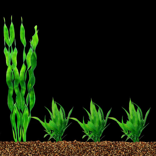 cobee Aquarium Decoration Plants, 4pcs Artificial Plastic Plants, Resin Fish Tank Ornament Plant Decoration, Green Aquarium Plants, Vivid Simulation Fish Tank Decorations, Lifelike Fake Aquatic Plants