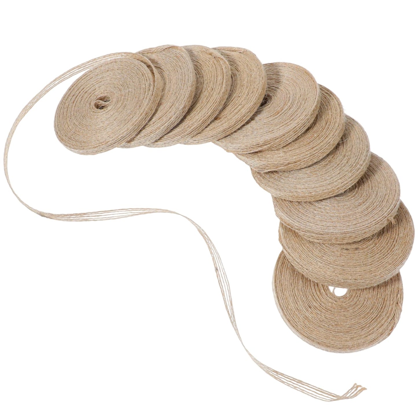 XLIUAX 10 Rolls Natural Burlap Ribbon, Tan Jute Linen Ribbon Rolls, 1/4 inches Rustic Burlaps Ribbons for Burlaps Ribbons Wrapping Wedding Event Party Home Bows DIY Crafts Boho Decoration
