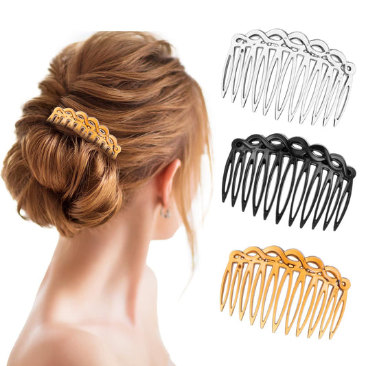 MBAIYO Pack of 6 French Hair Side Combs, Hair Comb for Inserting, Side Combs with 17 Teeth, Plastic French Hair Comb, 3 Colours, Decorative Hair Combs for Women, Bridal Wedding Veil