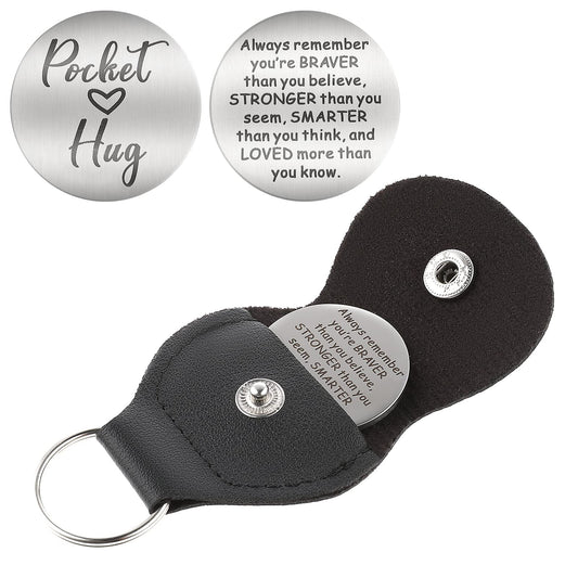 Giantree Pocket Hug Token, Good Luck Keychain Inspiring Coin Long Distance Relationship Keepsake Graduation Gifts for Family Sweetheart Gifts