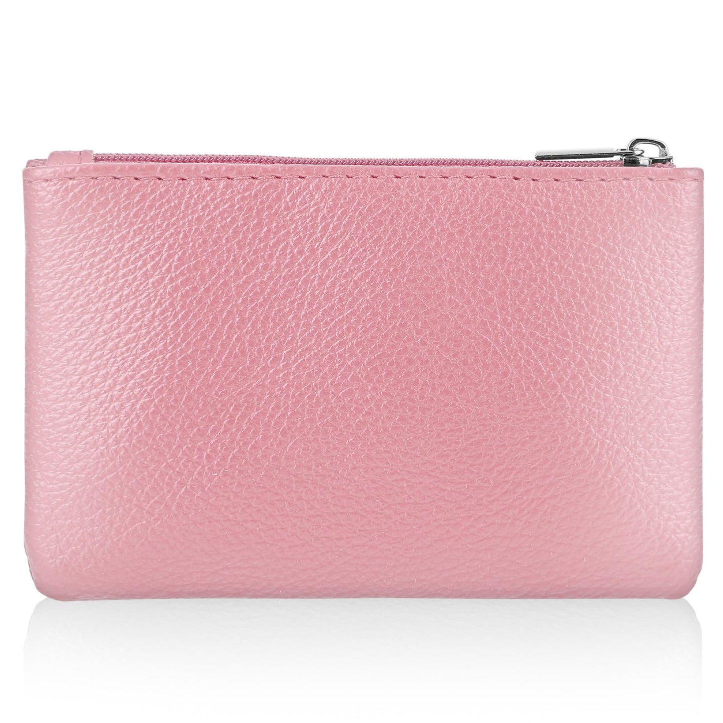 simarro RFID Blocking Coin Purse, PU Lychee Pattern Leather Zipper Coin Purse Portable Change Wallet Mini Coin Pocket Slim RFID Pouch for Men Women Credit Card ID Key Headset Lipstick (Pink)
