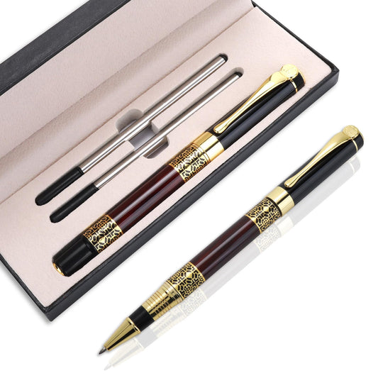 Amaxiu Luxury Metal Ballpoint Pen, 1.0mm Business Ball Point Pen with Gift Box and 2 Black Ink Refills Medium Point Ink Pen Rollerball Pen Fancy Writing Pen Gift for Men Women Signature(Red)