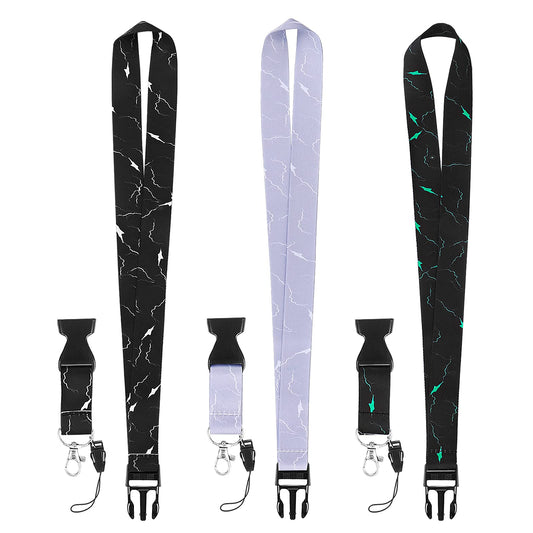Molain Badge Lanyards with Quick Release Buckle, 3PCS Heavy Duty Marble Lanyard with Swivel Lobster Clasp, Neck Lanyard for Keys for Teachers Nurse Students