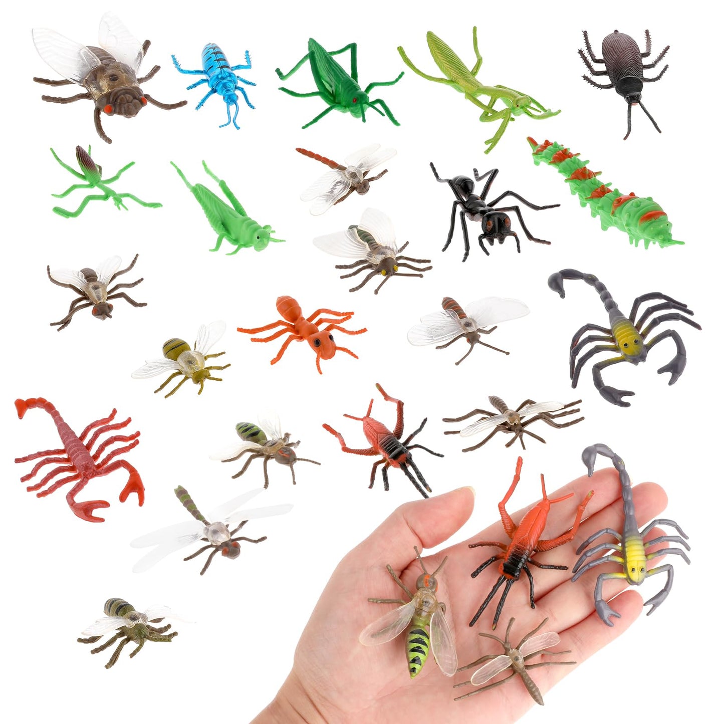 TIESOME 22Pcs Miniature Insect Dollhouse Accessories, 1:12 Scale Realistic Insects Model Playset Simulation Animal Themed Party Miniature Gnome Accessories