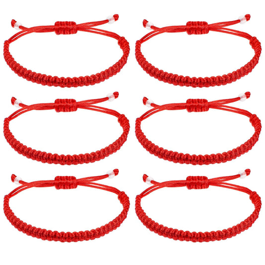 MBAIYO Pack of 6 Red Cord Bracelets, Lucky Bracelet, Friendship Bracelets, Adjustable Red Rope Bracelet, Children's Cord Bracelet, Knotted Kabbalah Protection Amulet for Women, Teen Lovers, Graduation