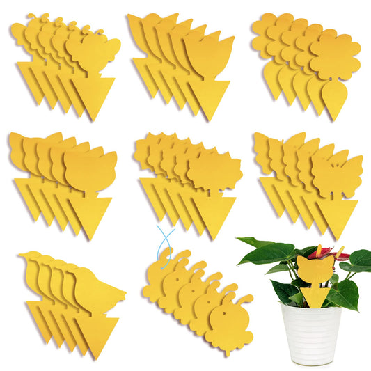 cobee 40Pcs Sticky Fly Traps- Dual-sided Sticky Fruit Fly Catcher Plug-in Yellow Fly Trap, Protection Plant From The Mosquito Aphids, Leaf Flies And Vermin, 8 Designs