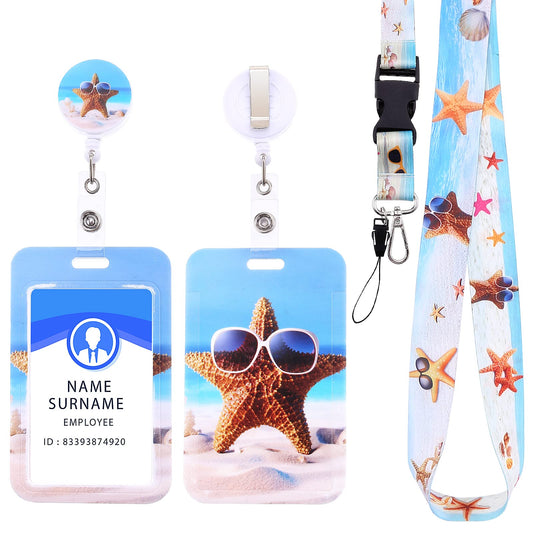 Giantree Retractable Badge Holder with Lanyard, Cute ID Badge Reel with Swivel Belt Clip Detachable Lanyard Card Protector Cover Case for Work Office Nurse Student Teacher Women Men