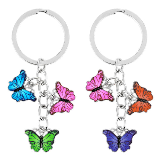 simarro 2Pcs Butterfly Keyrings For Women, Cute Keychain Girly Butterfly Keyring For Girls, Metal Key Ring Small Gift for Key Bag Purse Accessories(Three Color)
