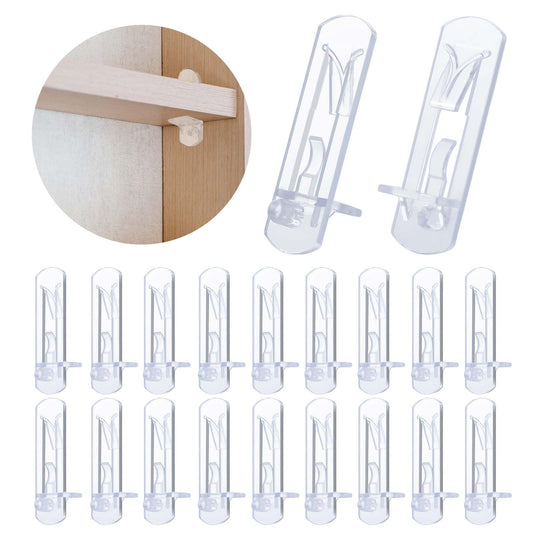 TIESOME 20 Pcs Plastic Locking Shelf Support Pegs, Cabinet Shelf Clips Locking Shelf Support Pegs Fit 6.9mm Diameter Hole and 5/8 Inch Thick Shelf for Kitchen Cabinet Furniture Book Shelve