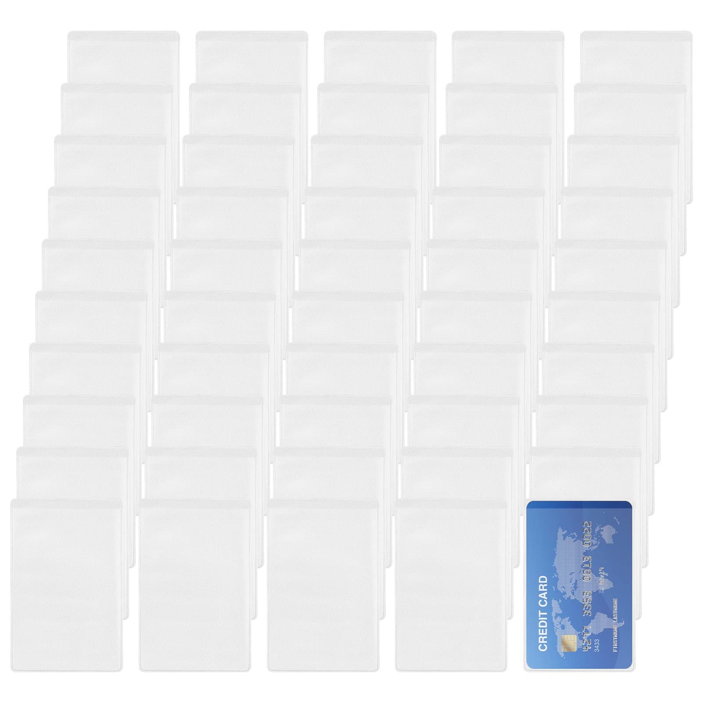 Cobee Card Holder Sleeves, 50 Pieces Plastic Card Protector Clear Soft ID Card Holders Badge Holders PVC Card Protector for Credit Cards Business Card 9.3 x 6 cm