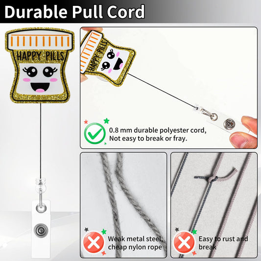 AOZUO 3 Pcs Nurse Badge Reel Nursing, Retractable Nurse Badge Holder Cute Glitter ID Name Card Badge Reels Shaker with Alligator Clip for Nurses Doctor Medical Hospital Office Workers Gifts