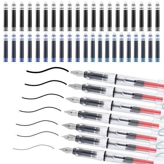 Giantree Calligraphy Pens, Fountain Pen, 7 Pcs Calligraphy Pens with Different Nibs and 40 Ink Cartridges, Smooth-Writing Office Supplies for Beginner Writing Drawing for Greeting Card Signature