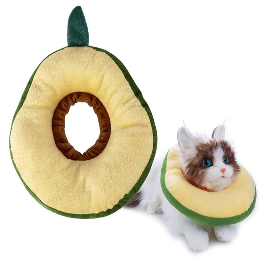 cobee Adjustable Cat Recovery Collar, Cute Avocado Neck Cone After Surgery Soft Cat Cone Collar Kitten Pillow Elizabeth Neck Kitten Collar After Wound Healing Protective Cone Cat Collars(Avocado)
