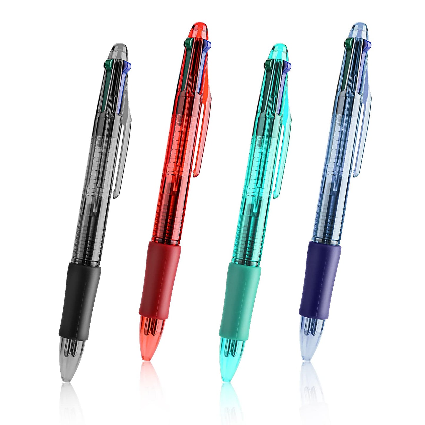 TIESOME 4pcs 4 in 1 Multi Coloured Ballpoint Pen, 4-Color Retractable Ballpoint Pens for Office School Supplies Students Children Gift