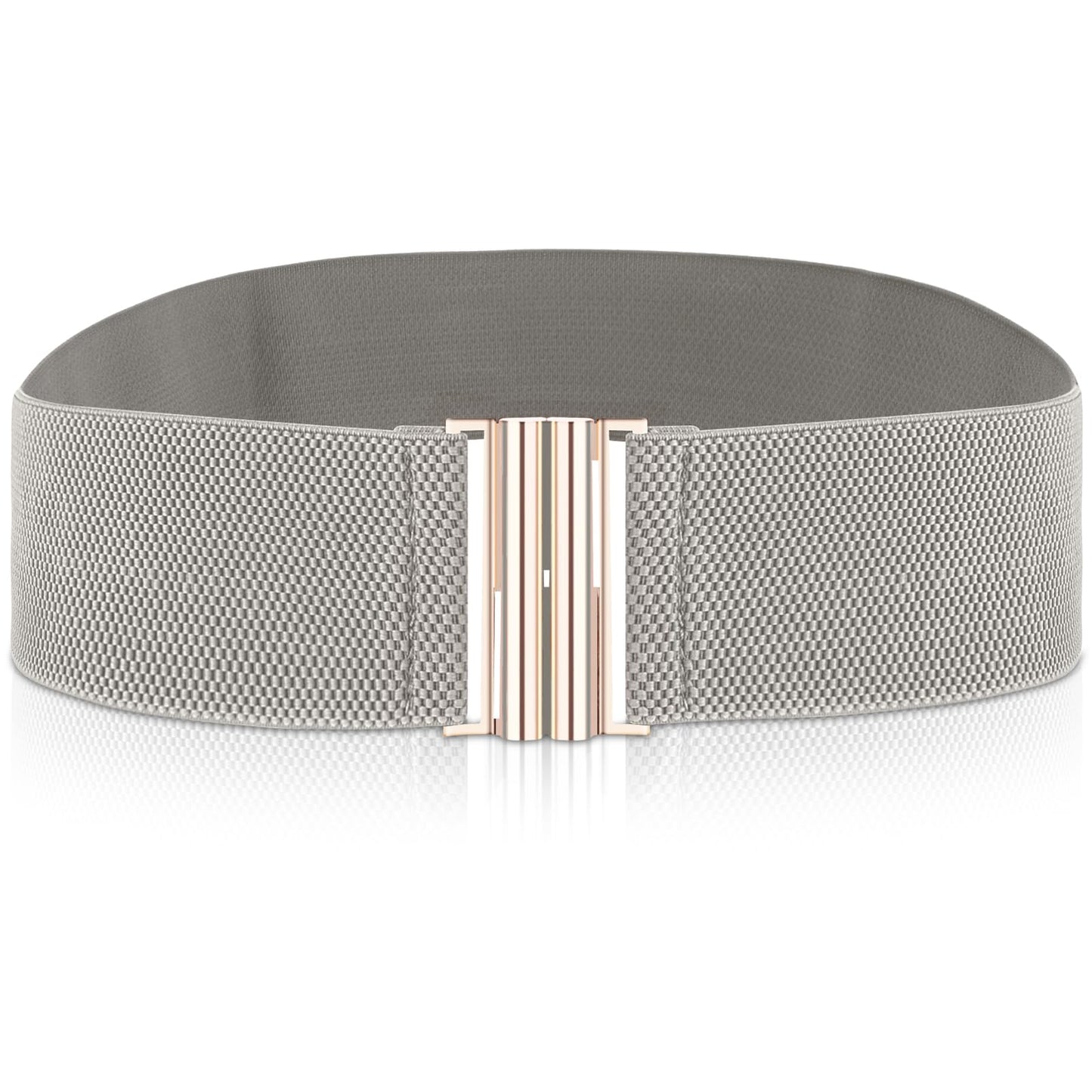 Cobee Wide Stretchy Belts for Women, Vintage Elastic Waist Belts Fashion Retro Adjustable Cinch Belt with Buckle for Dresses (Grey)